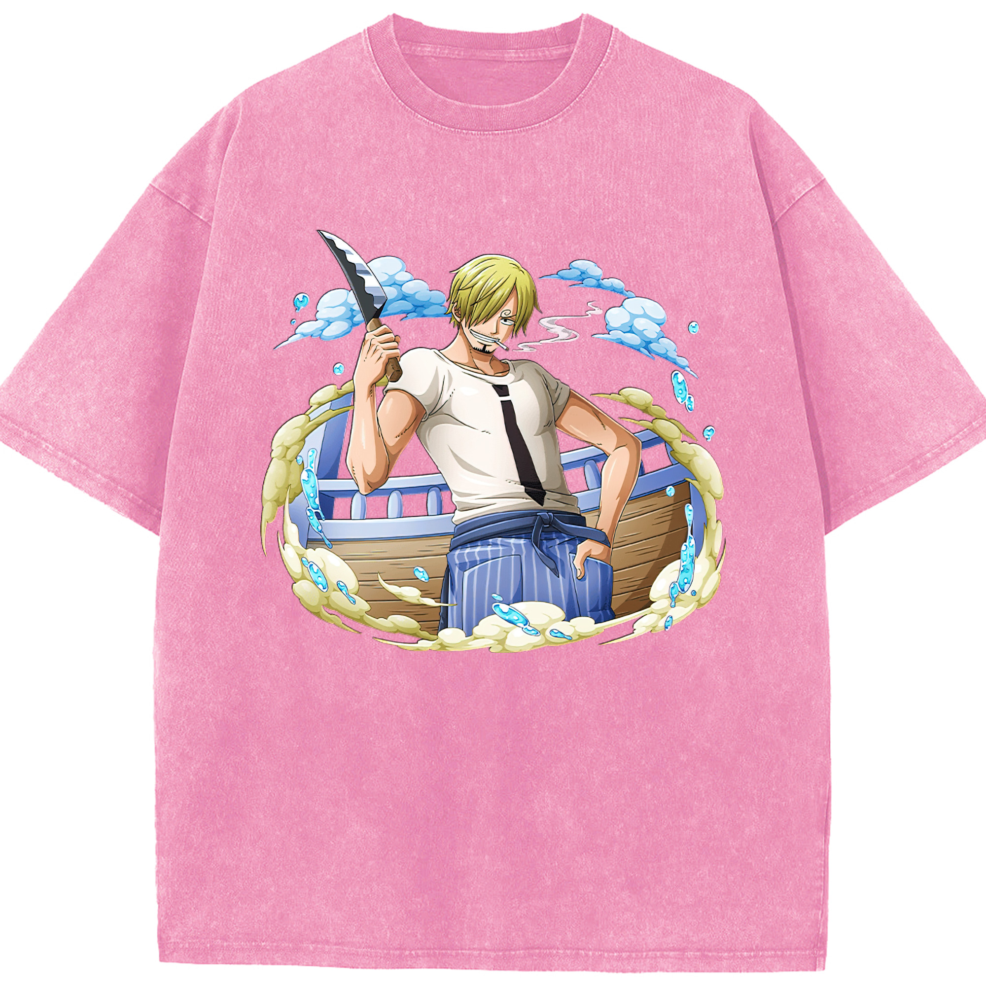 （画像用） ワンピース サンジ ONE PIECE Sanji 綿100% ヴィンテージ風 半袖Tシャツ（フロントプリント）